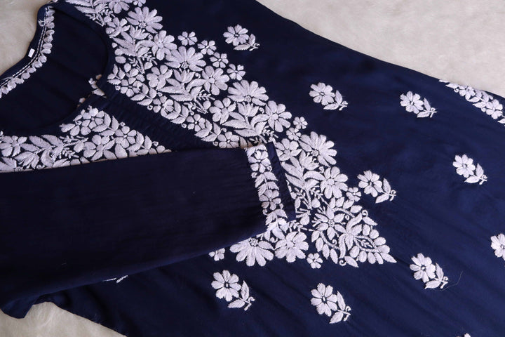 Mariyam Navy Blue Long Modal Kurta