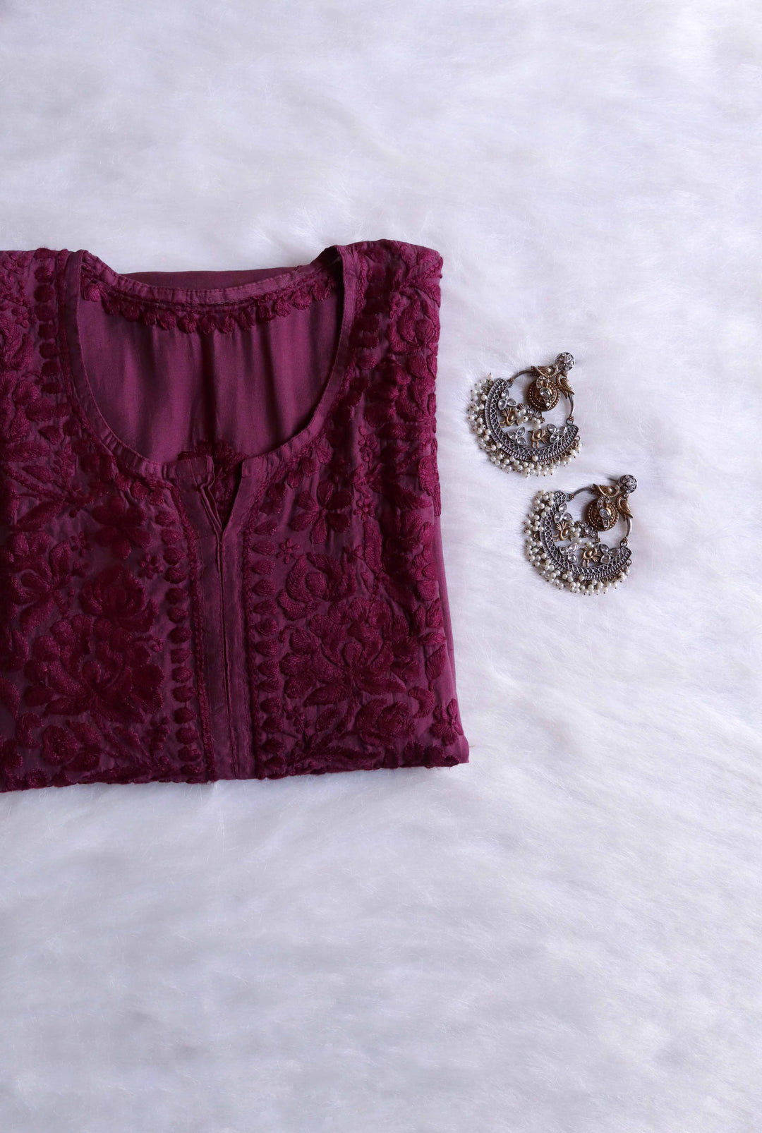 Jannat Plum Chanderi Kurta