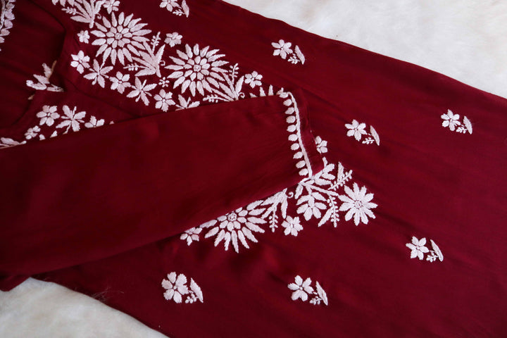 Haya Maroon Long Rayon kurta