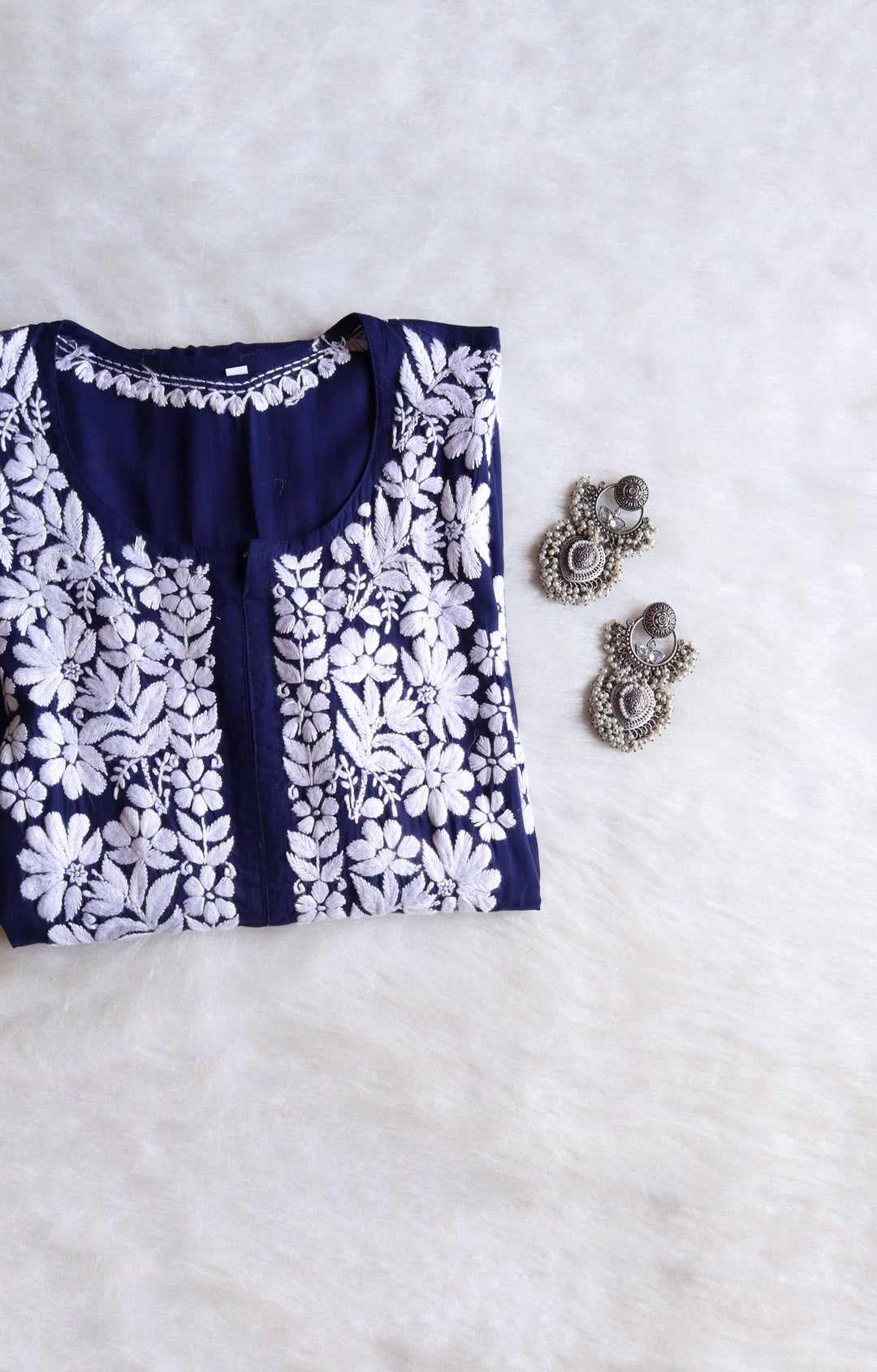 Mariyam Navy Blue Long Modal Kurta