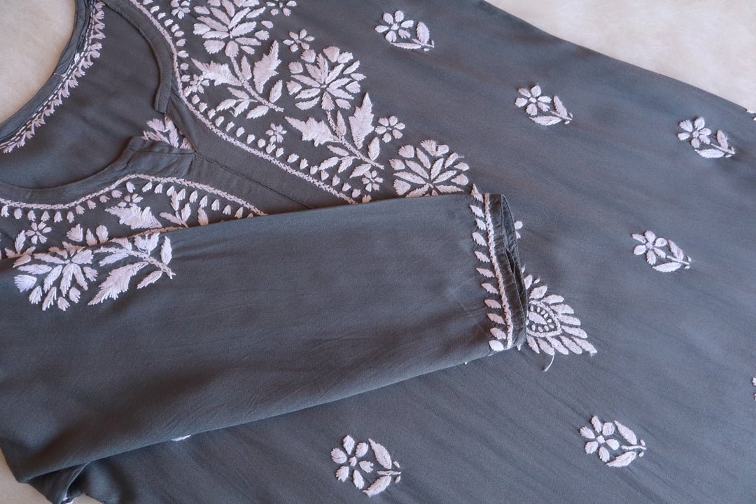 Mehr Grey Long Rayon kurta