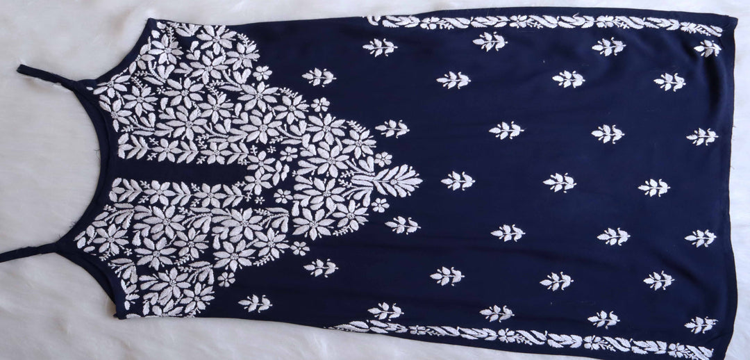 Raaha Navy Blue Sleeveless Rayon Kurta Pant set