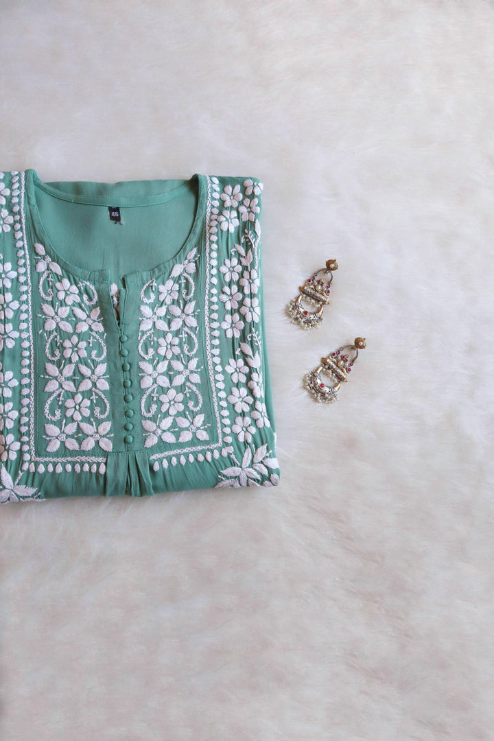 Maahi Sage Green Long Rayon Kurta
