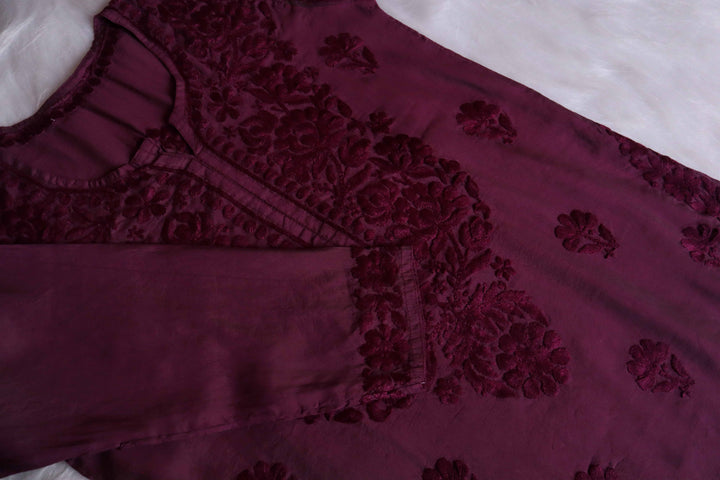 Jannat Plum Chanderi Kurta