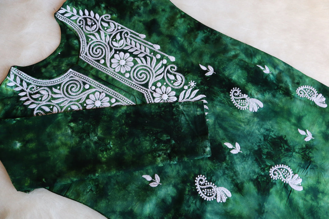 Inaara Emerald Green Long Rayon kurta