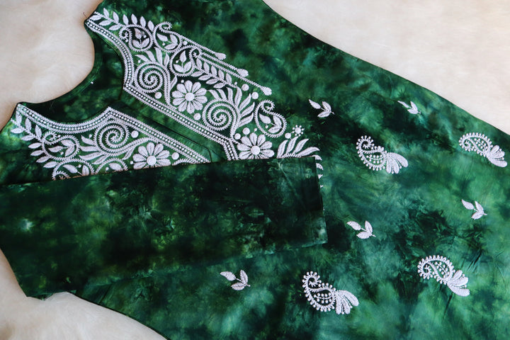 Inaara Emerald Green Long Rayon kurta