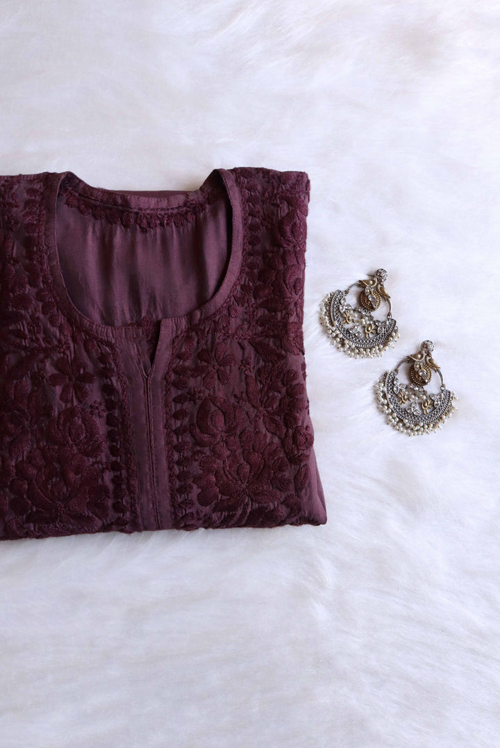 Jannat Smoky Purple Chanderi Kurta
