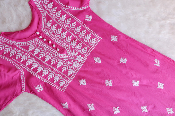 Mehr Pink Long Cotton kurta