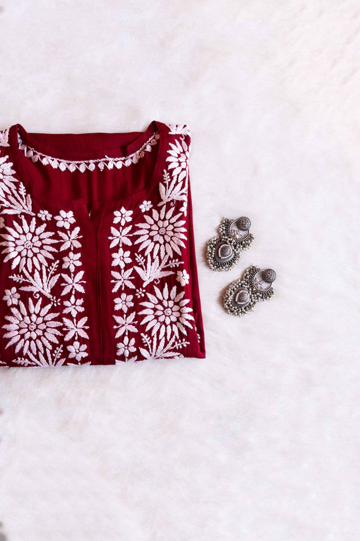 Haya Maroon Long Rayon kurta