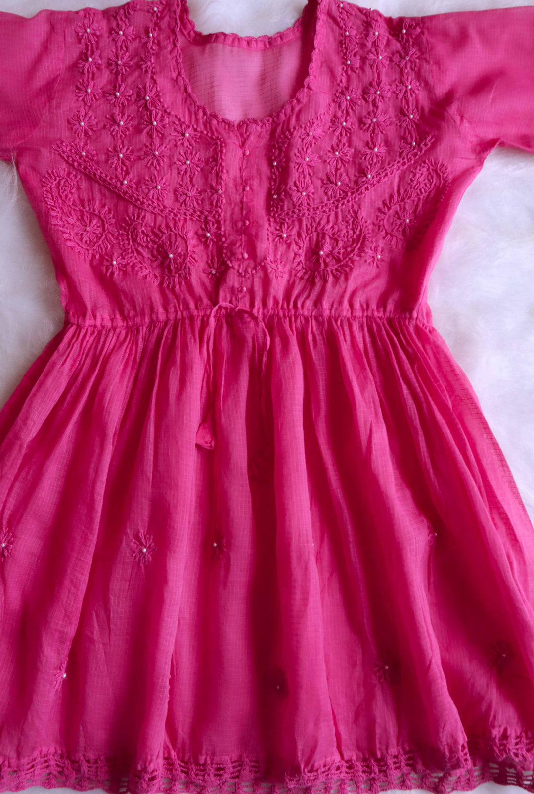 Daania Deep Pink Kota Pearl short Frock