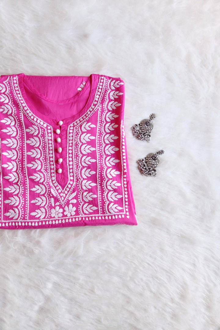 Mehr Pink Long Cotton kurta