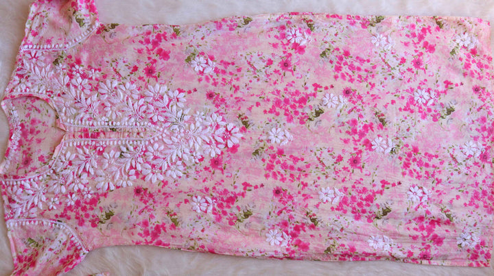 Inayah Beige & Pink Mulmul Long Kurta