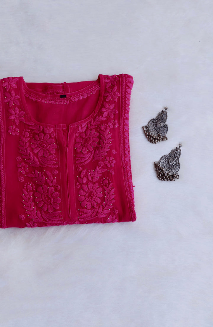 Heer Deep Pink Viscose Georgette kurta