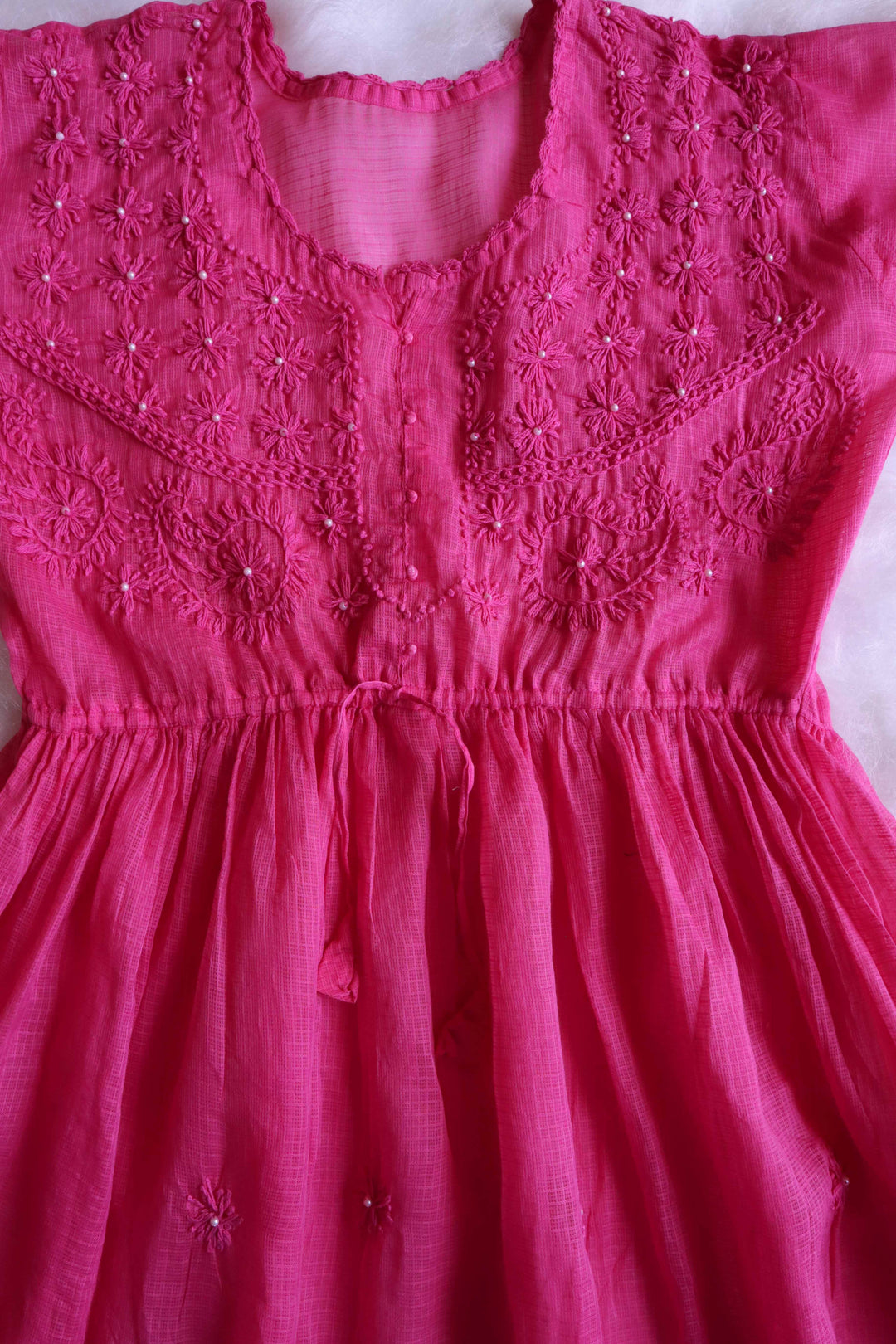 Daania Deep Pink Kota Pearl short Frock