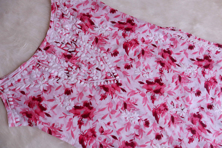 Nuresa Baby Pink Mulmul Strappy kurta
