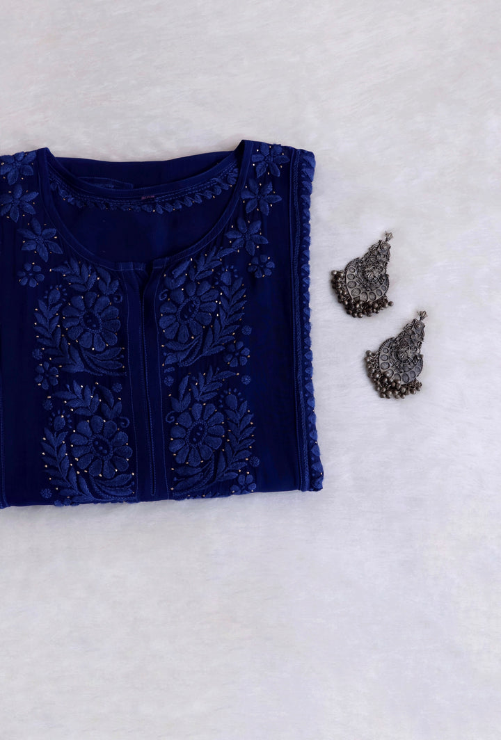 Heer Royal Blue Viscose Georgette Kurta