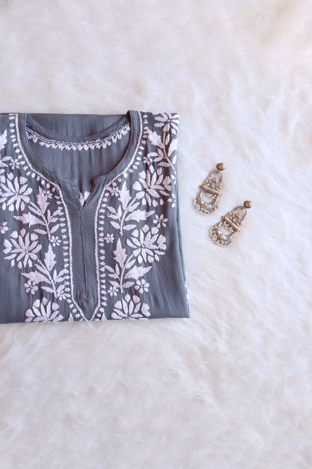 Mehr Grey Long Rayon kurta