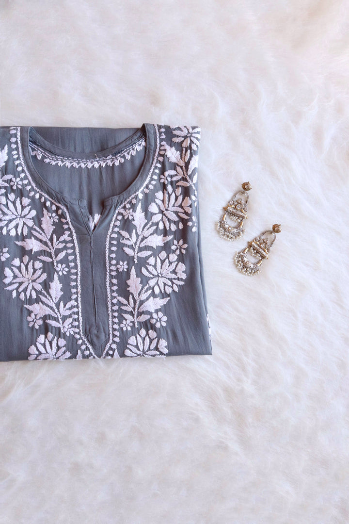 Mehr Grey Long Rayon kurta