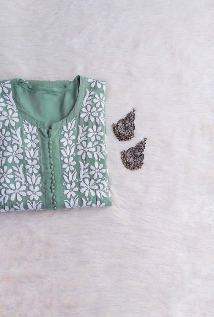 Samara Sage Green long Rayon Kurta