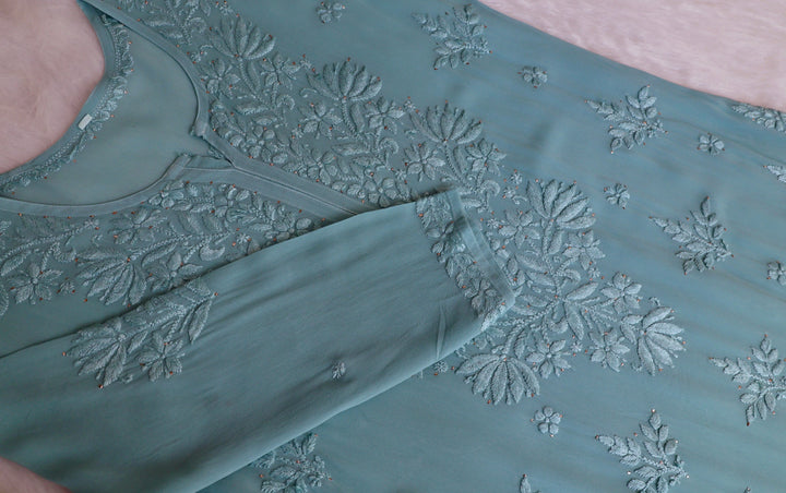 Heer Sea Blue Viscose Georgette Kurta