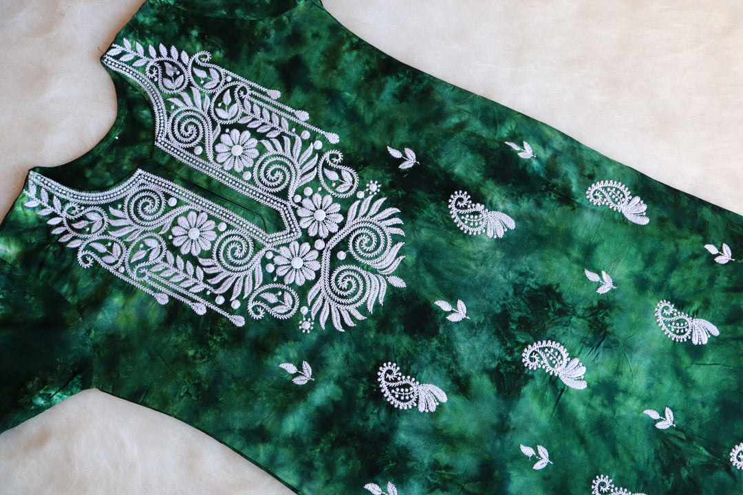 Inaara Emerald Green Long Rayon kurta