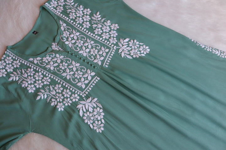 Maahi Sage Green Long Rayon Kurta