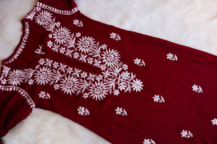 Haya Maroon Long Rayon kurta