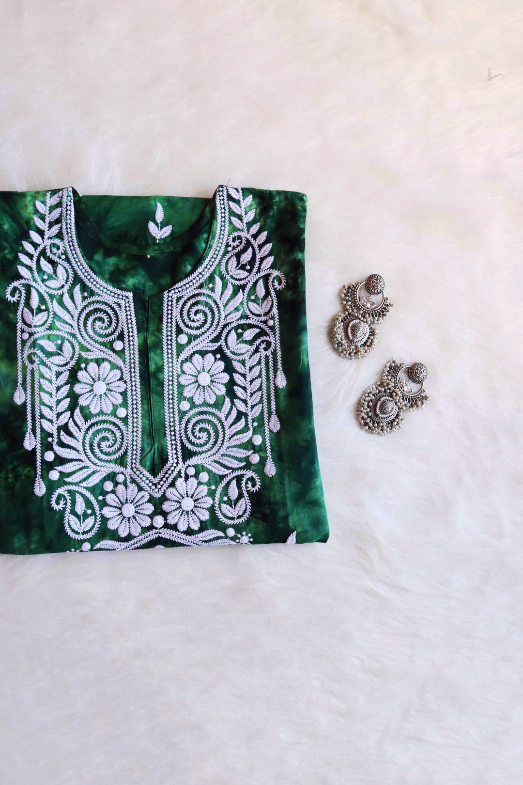 Inaara Emerald Green Long Rayon kurta