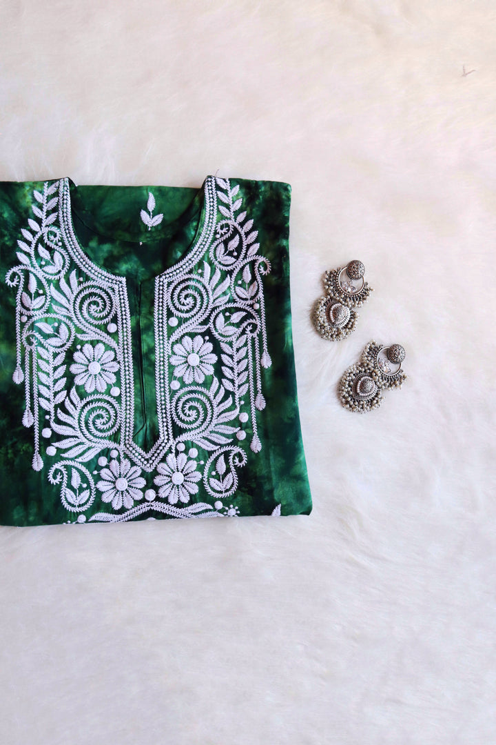 Inaara Emerald Green Long Rayon kurta