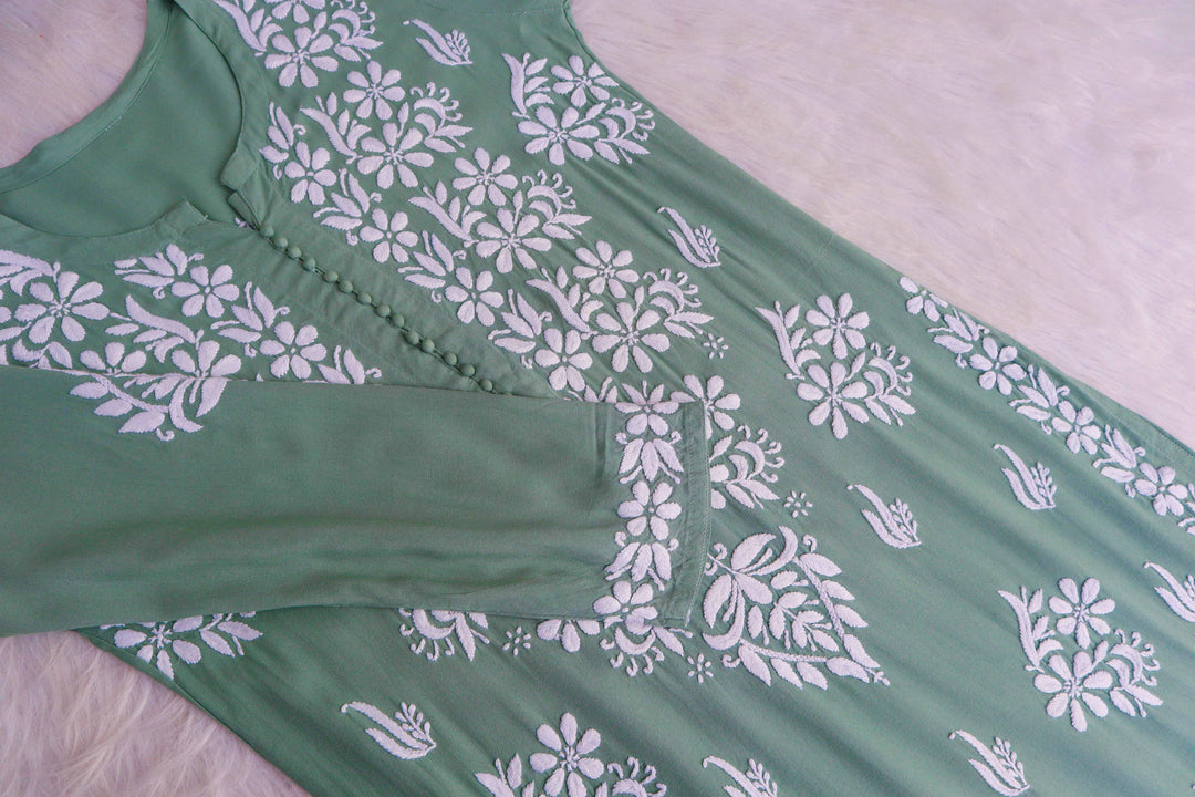Samara Sage Green long Rayon Kurta