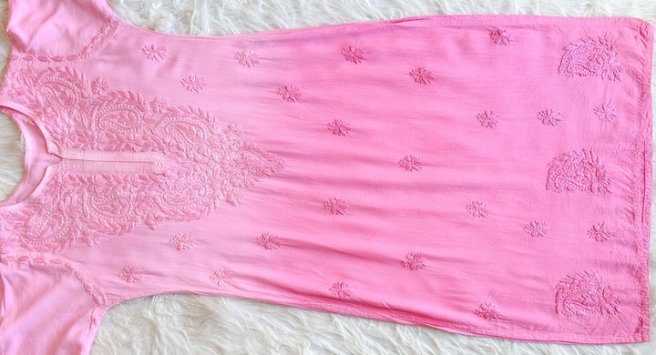 Farhaa Pink Ombre Long Rayon Kurta