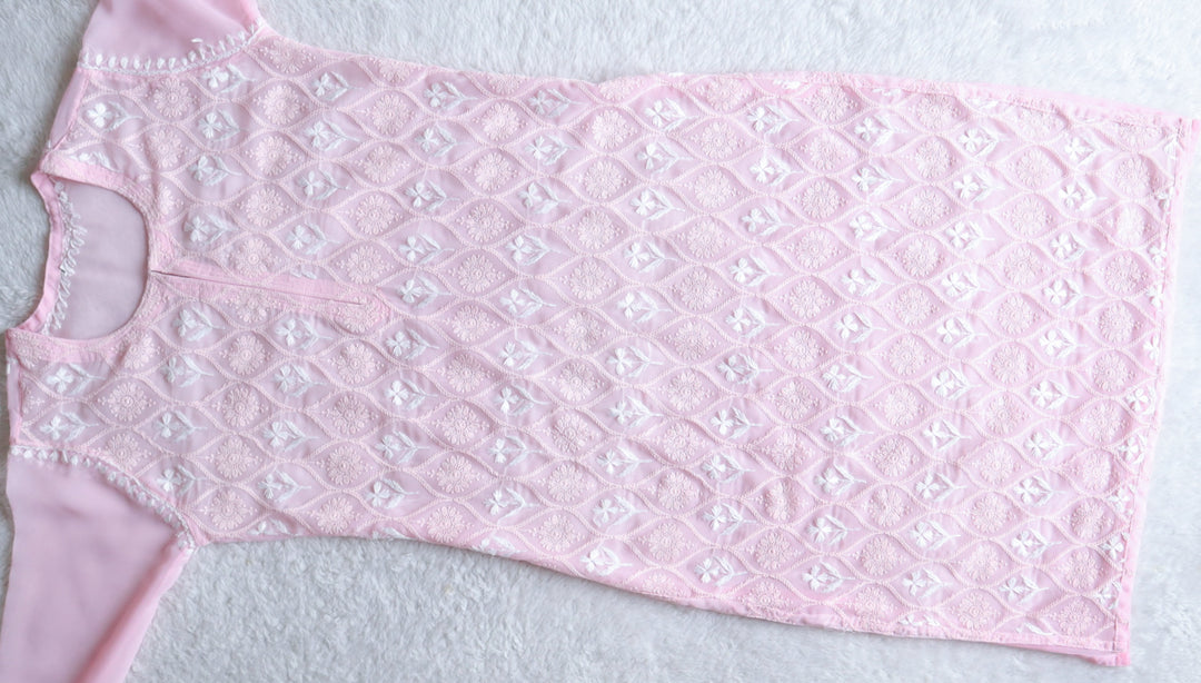 Nazakat Pink & White Georgette kurta