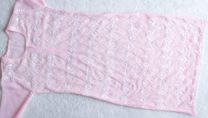 Nazakat Pink & White Georgette kurta