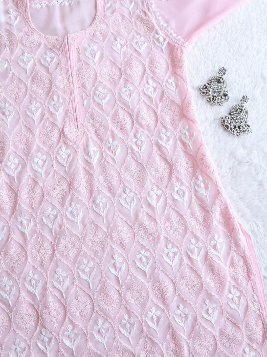 Nazakat Pink & White Georgette kurta