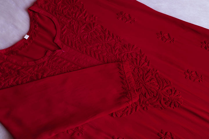 Amirah Maroon Long Rayon kurta