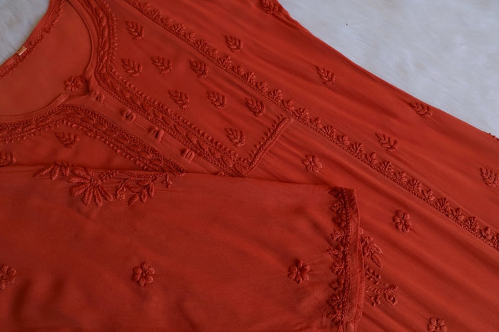 Duaa Rust Viscose Georgette Kurta
