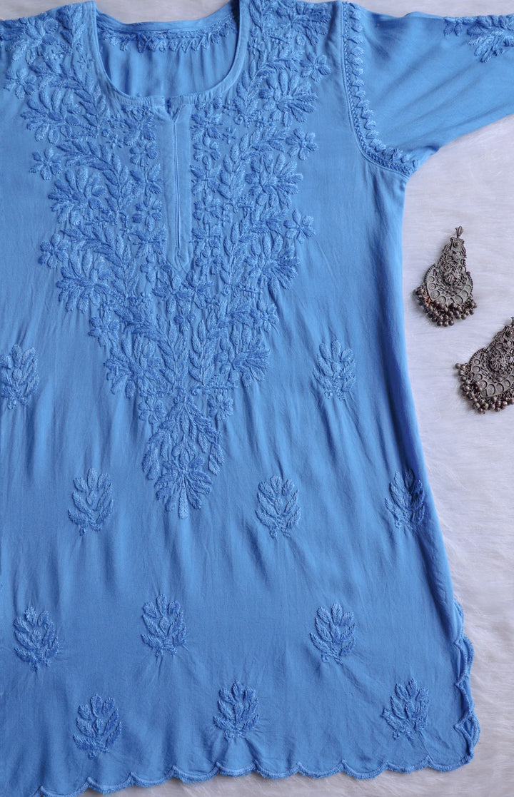 Gul Ice Blue Scalloped Short Kurta