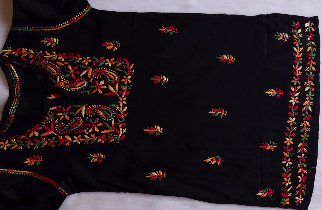 Nazila Black & Multicoloured Short Cotton Kurta