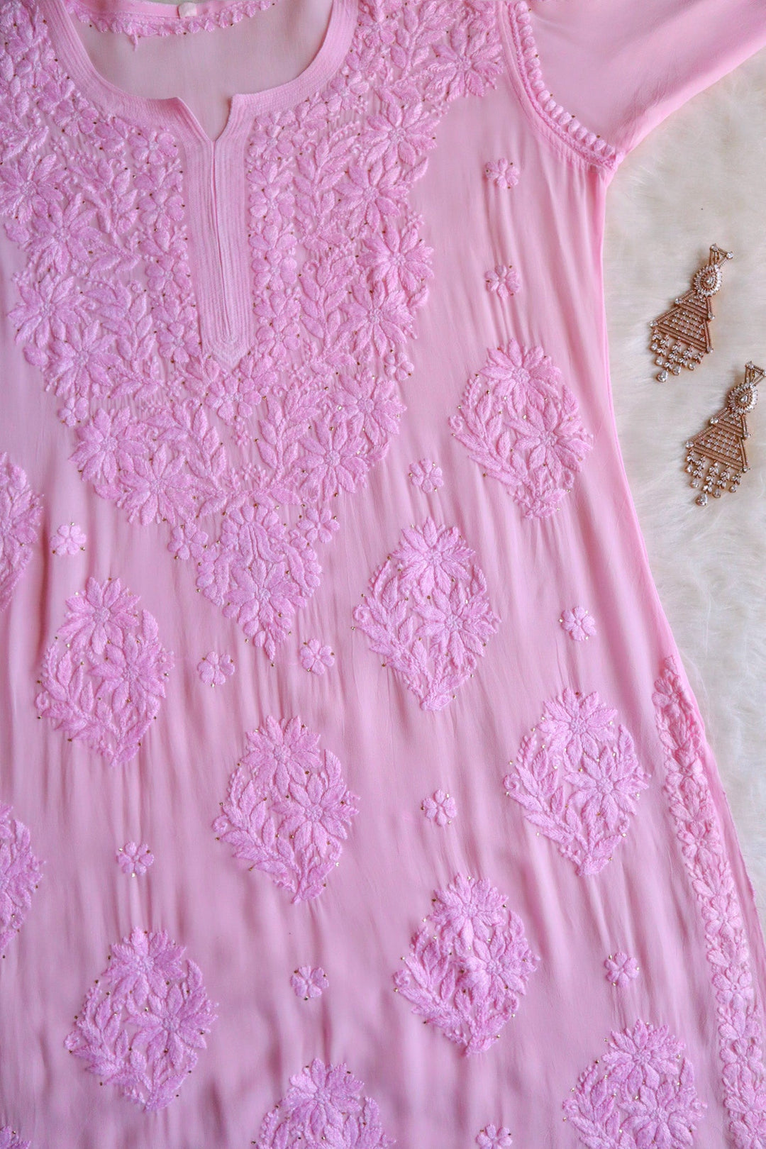 Hoor Baby Pink Viscose Georgette Kurta