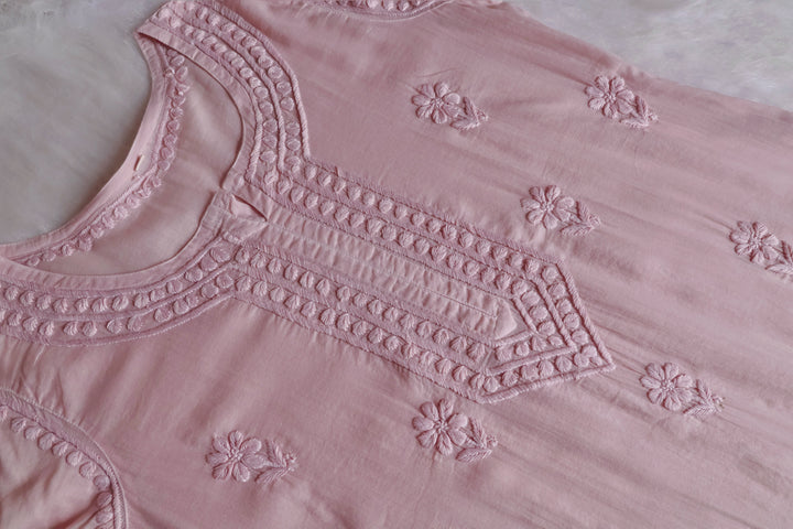 Saleha Rose Beige Cotton Kurta