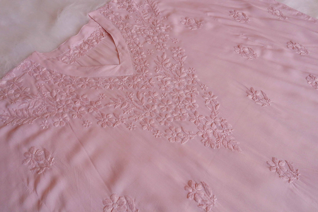 Sadiya Rose Beige Luxe Muslin Kaftan
