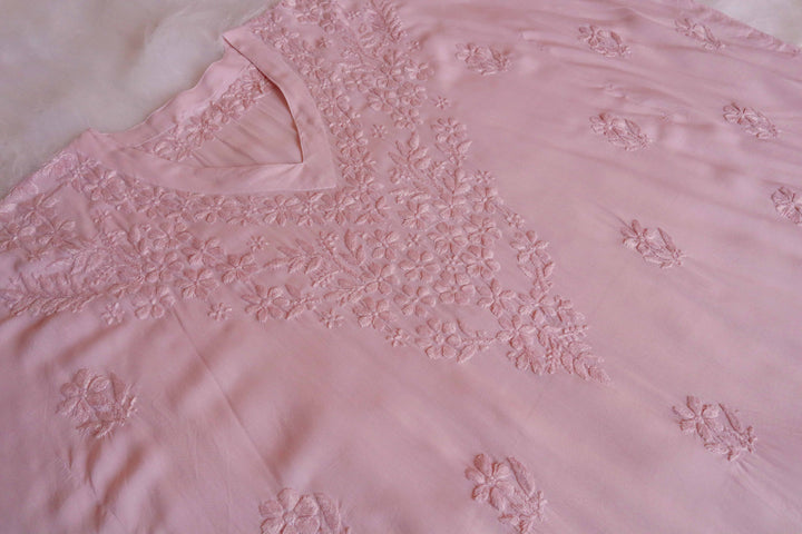 Sadiya Rose Beige Luxe Muslin Kaftan