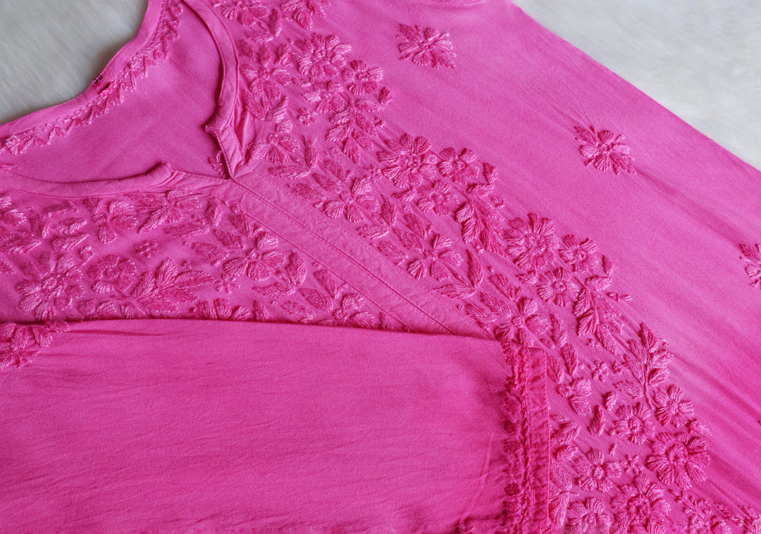 Sarah Baby Pink Long Ombre Rayon Kurta