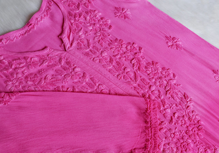 Sarah Baby Pink Long Ombre Rayon Kurta