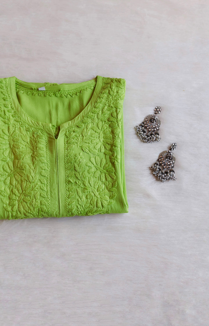 Amirah Lime Green Long Rayon kurta