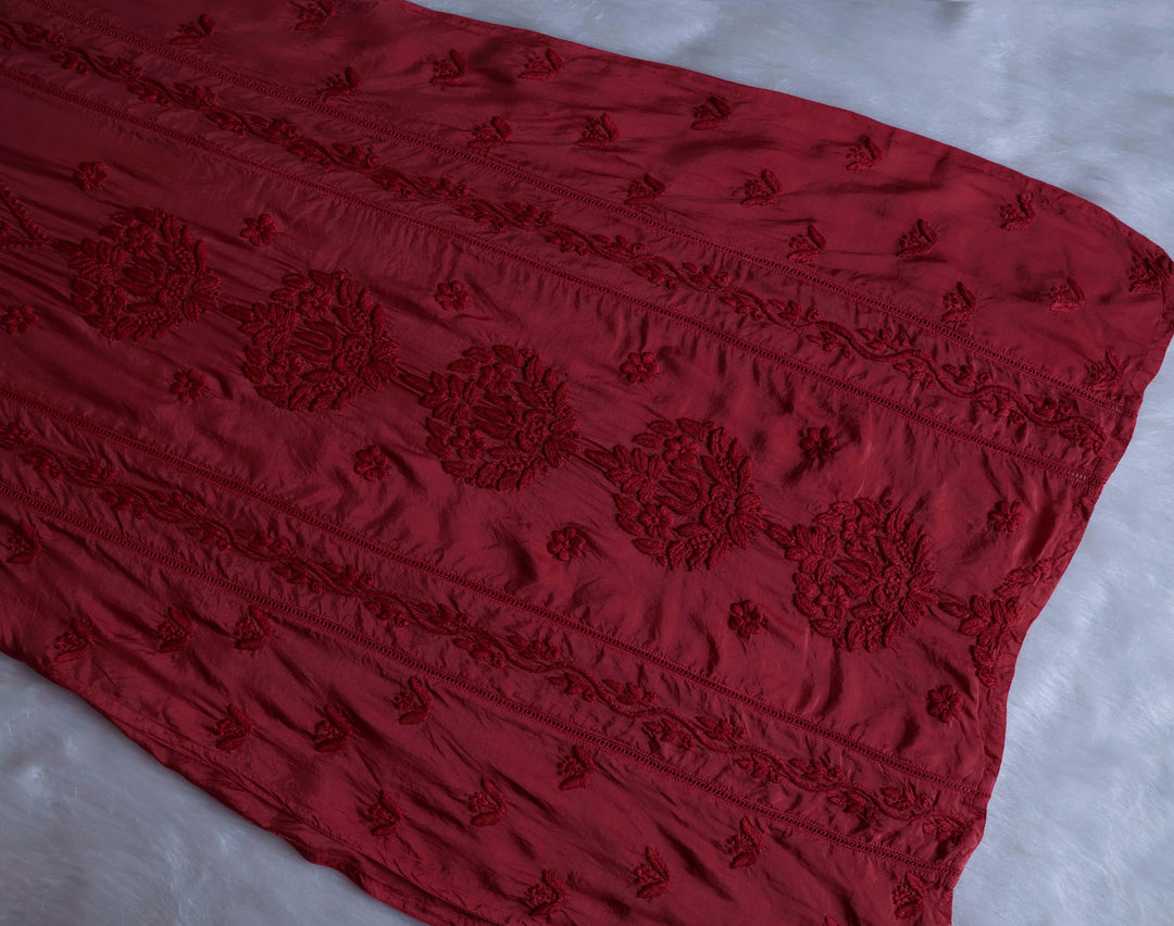 Maaham Pure Muslin Rose Brown Kurta - Noor Chikankari