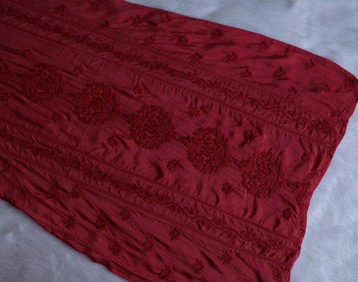 Maaham Pure Muslin Rose Brown Kurta - Noor Chikankari