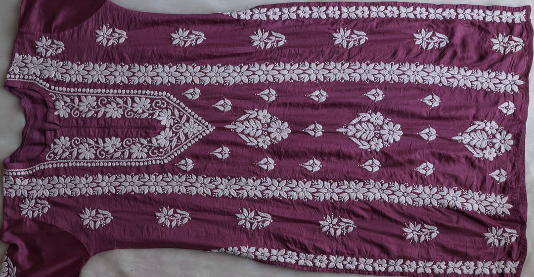 Alizah Dusty Purple Linen Chanderi Mukaish Kurta