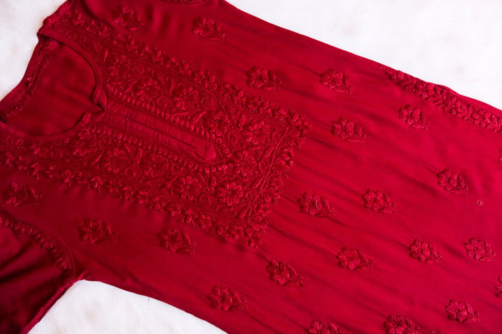 Aayat Red Rayon Kurta Pant set