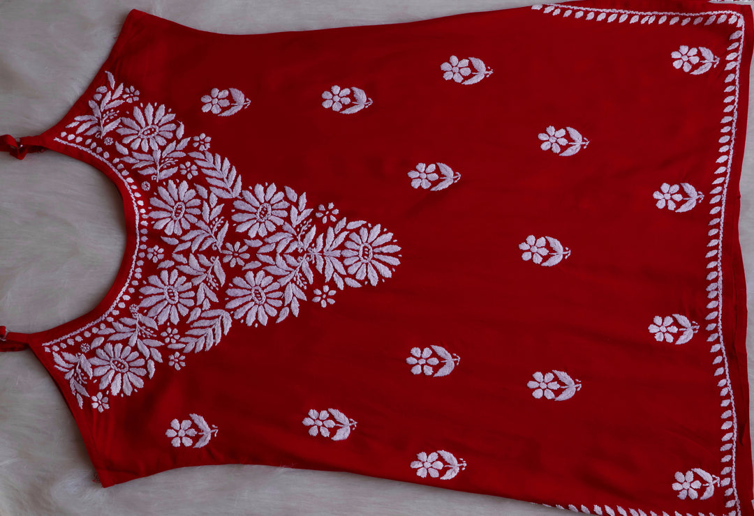 Farhaa Red Short Sleeveless Kurta